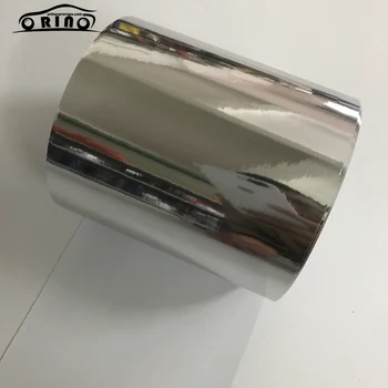 10cm laius Premium Kroom Peegel Hõbe Vinyl Adhesive Wrap Kleebis Auto Decal Film