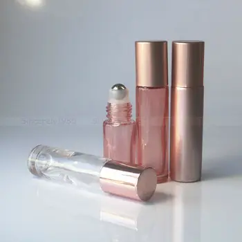 10TK 5ML, 10ML Paks Selge, Rose Gold Pink Klaas eeterlik Õli Rulli Sisse Pudeli Metallist Rull-Palli Parfüümi Aroomiteraapia