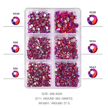 1200pcs Mix Suurused Klaas-Kristall Non Hot Fix Rhinestone Set Flatback Crystal Küünte Kive Diamond Dekoratsioonid, DIY