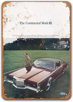 1969. aasta Lincoln Continental Mark III Auto Tina Märke, Vintage, Sisoso Metallist Laigud Plakat Garaaž Mees Koobas Retro Seina Decor 8x12 tolli