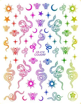 1tk 3D Nail Art Laser Sümfoonia Dragon Phoenix Sari Küünte Kleebis Hiina Stiilis Värviline Madu Küünte Kleebis Küüned Maniküür