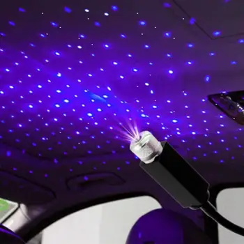 1tk Auto Katuse Star Night Light Projektor Atmosfääri Galaxy USB Lamp Dekoratiivne Lamp Reguleeritav Mitu valgusefekte Lilla