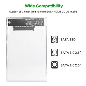 2.5 tolli Juhul, HDD SSD Kõvaketta Korpuses Sülearvuti, SATA III, USB 3.0 Box Office Hooliv arvutitarvikud