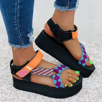 2021 täiesti Uus Naiste Platvorm Gladiaator Sandaalid Daamid Segatud Värve Kiilud Suve Sandaalid Naistele Zapatos De Mujer Plataforma