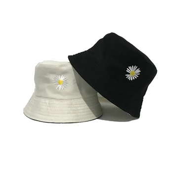 2021 Uus Karikakrad Flower Print Panama Kopp Mütsid Naistele Puuvill Pöörduv Kalapüügi Mütsid Meestele Hip-Hop Bob ühise Põllumajanduspoliitika Chapeau Femme