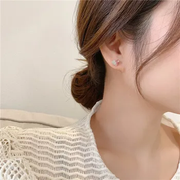 2021 Uute tulijate Südame Metallist Naiste Trendikad Kõrvarõngad korea Roosa Armastus Kõrvarõngad Lihtne Südame-kujuline Väikesed Kõrvarõngad Naine