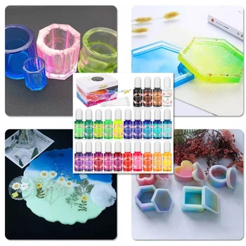 24 Värvi Kristall Epoksü Pigment, UV-Vaik Värvi DIY Ehted Värvaine Kunst, Käsitöö, Värvimine, Kuivatamine Värvi Segamine Vedelik Decor