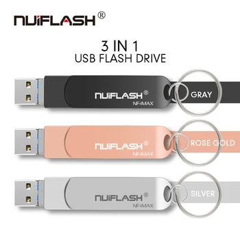 3 in 1 usb 2.0 swivel pendrive 16 gb usb flash drive 8gb 16gb 32gb 64gb 128gb pen drive Jaoks iPhone X/8/7/7Plus/6/6s/5ipad