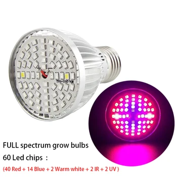 3 Pea 60 LED Taim Kasvada Valguse Täieliku Spektri Alumiinium Lambid Siseruumides Kasvuhoone Cultivo lill UV-IR kasvab valgus Hydro
