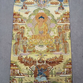 36 tolli Silk tikandid Šākjamuni Buddha Amitabha Tathagata Kaussi Thangka Maalid Seinamaaling