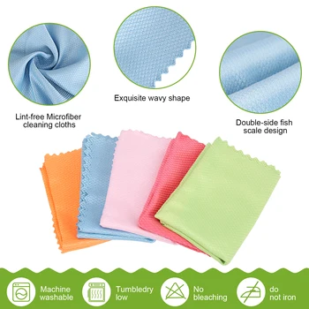 5/10pcs Wave Pattern Fish Scale Cloth Rag 30x40cm Water Absorbable Glass Kitchen Cleaning Cloth Wipes for Table Window