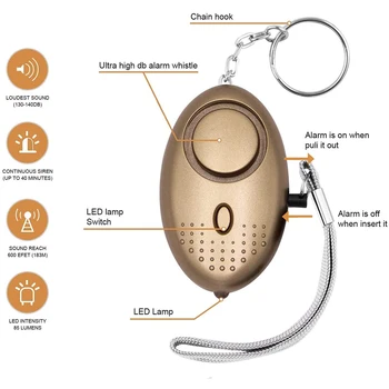 5-1tk 130db enesekaitseks Häire Anti-hunt Lamp Isiklik Alarm LED Valgus, Naised, Lapsed, Vanurid Scream Loud Võtmehoidja