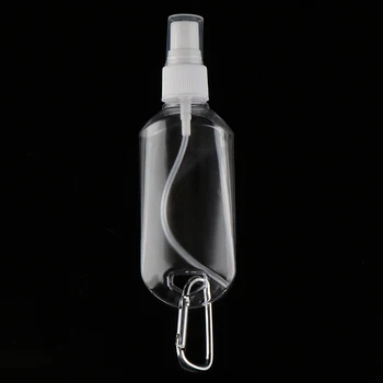 50/60ML Alkoholi Spray Pudel Läbipaistev käsihuuhde Pudel Tühi Pudel Emulsioon Kaasaskantav Konks Võtmerõngast Alam-Pudel Desinfitseerimine