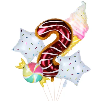 5tk õhupalli set donut kommid, jäätis baby shower kolbides 40 tolline number foolium õhupallid sünnipäeva deco 1. poiss, tüdruk baloon