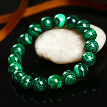 6mm ja 8mm Ring Roheline Värv Crystal Elastne Käevõru Malahhiit Budistliku Pärlitest Käevõru Käevõru Käsitsi valmistatud Looduslik Kristall Ehted