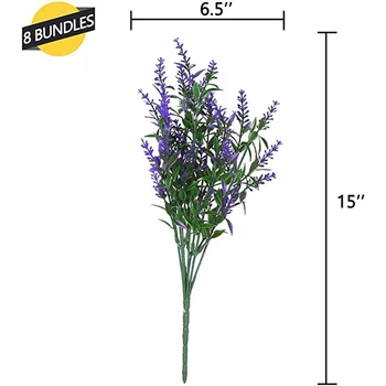8 Kimbud Kunstlik Lavendel Lilled Väljas Võltsitud Lilled Ei Närtsi Faux Plastikust Taimede Aed Veranda Akna Box-Lilla