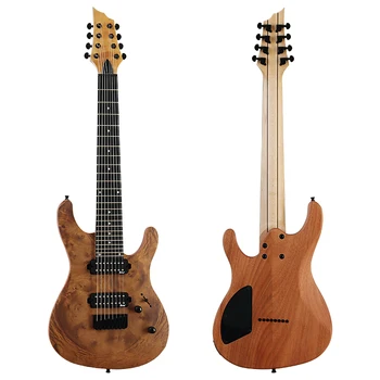 8 Stringid Puu Sõlm Top Electric Guitar 39 Tolline Pruun Tahke Okumeepuit Keha Matt Viimistlus 24 Frets 5 Tk Maple Wood Ühendada Kaela
