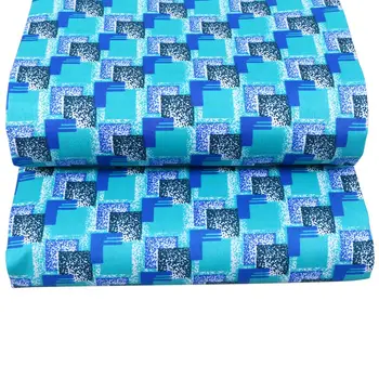 Aafrika Kangas Sinine Grid Kohandatud Mudelid Polüester Glitter-Värvi Süsteem, Õmblemine Tüdrukute Sünnipäev Kleidid FP6184