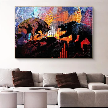 Abstraktne Pulli ja Karu Õli, Lõuend Maalid Värvikas Seina Art Plakat ja Print Seina Art Pilt elutuba Home Decor