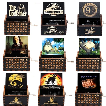 Antiikne Puidust Käsitsi Cranked Muusika Box Jack Sparrow Kariibi mere Piraadid Davy Jones Muusika Box Sünnipäeva Jõulud Kingitus
