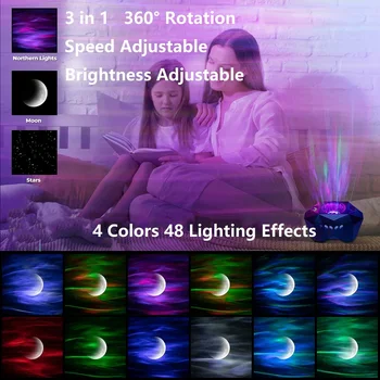 Aurora Moon Täht Projektor LED Värvikas tähistaeva Galaktika Projektsioon Põhja-Tuled Öösel Lamp, Laser Bluetooth-USB-Pleier