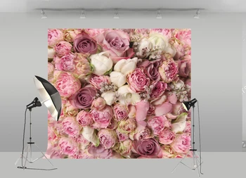 BEIPOTO Roosa roosi õie taustaks pulm suur tausta pruudi beebi dušš vastsündinud rekvisiidid sünnipäeva banner magustoit tabel