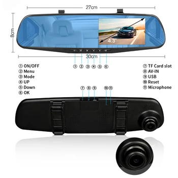 Car Dvr Kaamera (Auto 4.3 Tolline Rearview Mirror kriips cam Digitaalne videosalvesti auto dvr video registrater