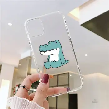 Cute Cartoon Krokodill Telefoni Juhul Läbipaistev pehme iphone 5 5s 5c se 6 6s 7 8 11 12 plus mini x xs xr pro max