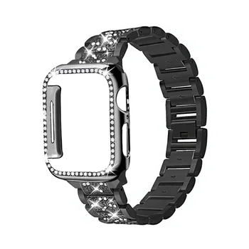 Diamond Juhul+rihm apple watch band 44mm 40mm Roostevabast Terasest käevõru correa juhul+iwatch bänd 42mm 38mm 6 se 5 4 3 44 40mm