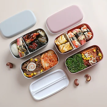Double-layer Lunch Box Tervislik Materjal, Lunch Box Toidu Ladustamine Konteiner Värske hoida Kasti Mikrolaineahi Lauanõud Lõuna-Box