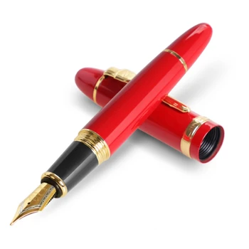Edendamine Jinhao 159 Üldine Red Fountain Pen Keskmise Riikliku Rakendusasutuse Kuldne Klamber