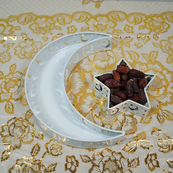 Eid Mubarak Moon/Star Teenindavad Plaat, Lauanõud Magustoit Toidu Ladustamise Mahuti Ramadan Plaat Kodus Decor Bandejas De Decoracion