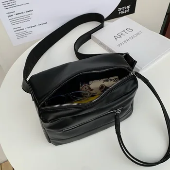 Fashion Design Naiste õlakott Pehme PU Nahast naiste Crossbody kott Suure mahutavusega disainer käekotis suur Reisimise kott must