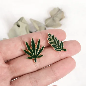 Fashion Roheline taim Emailiga Prossid Cartoon puu lehed dekoratiivsed DIY Nuppu sõrmed Jope, T-särk metal märk kingitus sõpradele