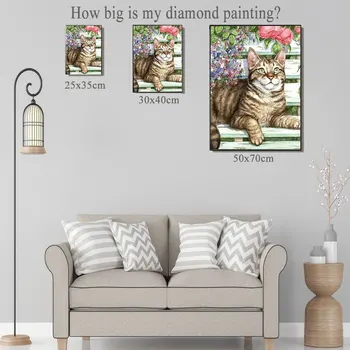 FIYO 5d Diamond Maali uustulnukad Kass Lill, Puu Home Decor Tikandid Mosaiik Loomade Õie Seina Kleebised
