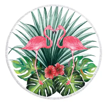 Flamingo Tropical Stiilis Suvel Mereäärne Suur Ümmargune Ranna Rätik Puhkus Reisimiseks Ujumine Rätik Päikese Supelda Matt Reisi Leaf