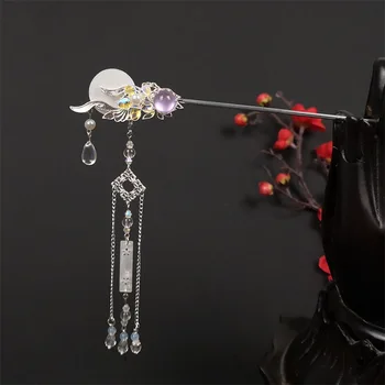 Hanfu Crystal Juuksed Sõrmed Vana Ornament, Headdress Uus Hiina Juuksed tarvikud Hairsticks Tutt Samm Õõtsuv Käsitöö klambri külge