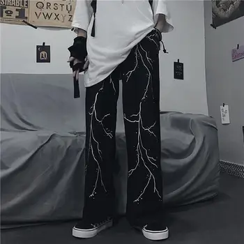 HOUZHOU Jaapani Streetwear Lai Jalg Püksid Harajuku Goth Kõrge Vöökoht Püksid Naiste Hipi Liiga Püksid Lahti Püksid Y2K