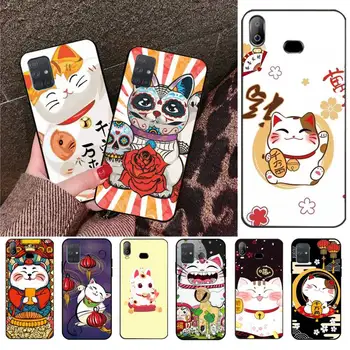 HPCHCJHM Jaapani armas õnnelik kass kawaii Cover Must Pehme Telefoni Puhul Samsungi A10 A20 A30 A40 A50 A70 A80 A71 A51 A6 A8 2018