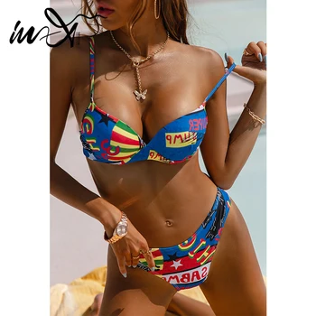 In-X Sexy bikini set Push up supelrõivad naine Prindi 2 tükki set Underwired ujumistrikoo naiste trikoo biquini beach kanda 2021