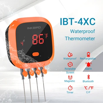 Inkbird IBT-4XC 150ft Bluetooth Veekindel BBQ Liha Termomeeter, 4 Sondid Pideva Järelevalve Keetmine, Suitsetaja, Ahi