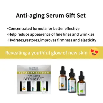 ISNER MIIL Anti-aging Serum Kingitus Komplekt koos 30% C-Vitamiini, 2.5% Retinool, 5000g/mol hüaluroonhape Seerum, Face Serum Set 30ml*3tk