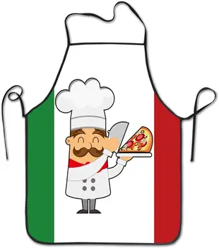 Itaalia Lipu Cartoon Kokk Pitsa Põll Teema Cooking Chef Tööd Kauplus Naised Mehed Täiskasvanud Tüdruk Kid Kangrute Küpsetamine BBQ Grillimine Köök