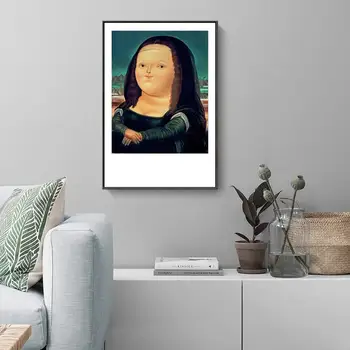 Kaasaegne Minimalistlik Art Deco Lõuendile Maali Poster Lõbus Q Versioon Mona Lisa Portree Frameless