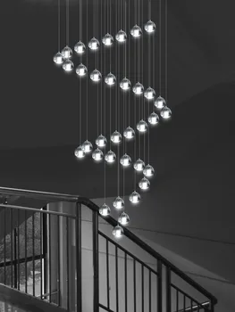 Kaasaegne Ring Läbipaistev Kuju Crystal Glass Ball LED Ripats, Tuled Duplex Korter, Baar Villa Trepp Pikk Lühter