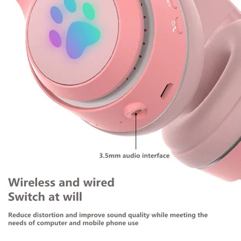 Kassi Kõrvad Kõrvaklapid Juhtmeta Kõrvaklapid Muusika Bluetooth-ühilduvad Kõrvaklapid Koos Mikrofoniga Laste Tütar Gamer Headset Kid Kingitused