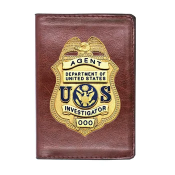 Klassikaline Luksus Mood USA Politsei Märgi Trükkimiseks Kõrge Kvaliteediga Nahk Passi Kaane Hoidja Puhul