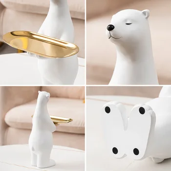 Kodu Kaunistamiseks Tarvikud Elutuba Vaik Loomade Kujud Köök Decor Valge Karu Skulptuurid Ladustamise Office Desk Decor