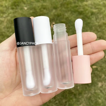 Kosmeetika plastikust läbipaistev luksus selge, pudel suur võlukepp harja tühi roosa valge huuleläige, torud ringi huulepalsam toru custom logo