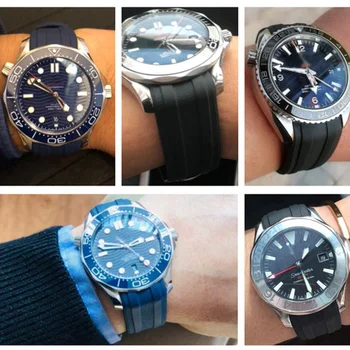 Kummist Watchbands Omega SEAMASTER 007 PLANEET OOKEAN AT150 Meeste Rihm Watch Accessorie Silikoon Watch Band Vaata Kett Käevõru
